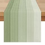 Tischläufer 40 x 180 Tischläufer Landhausstil Frühling Modern Abwaschbar Outdoor Tischläufer Leinen Eukalyptus Grün Tisch Dekoration für Esstisch Drinnen Urlaub Party Dekor Couchtisch