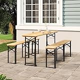 Homgoday Biertisch Klappbar 170x50x75/105 cm Massivholz Tanne Gartentisch Garten Esstisch Balkontisch Terrassentisch Gartenmöbel Tisch für Garten Balkon Terrasse