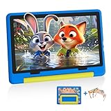 Laptok Kinder Tablet 10 Zoll, Android Tablet für Kinder mit 8 GB RAM+64GB ROM(TF 1TB), Octa Core, Wi-Fi 6G, Widevine L1, 5000mAh, Type-C, Sturzsicherer Schutzhülle Blau