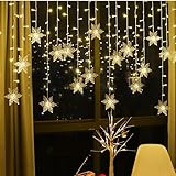 OAICIA Lichterkette LED Sterne Lichterketten 96 LED 3.5m Weihnachten Licht mit Stecker IP44 Wasserdicht Außen Innen 8 Modi Light für Weihnachten Halloween Balkon Vorhang Garten Party - Warmweiß
