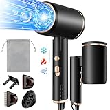 Vbrisi Föhn,Fön,2400W Klappbar Ionen Haartrockner, Schnelltrocknen Hair Dryer, Profi Reisefön mit Heiß-/Kalttaste, 3 Heiz,AC Motor Salon Haarföhn mit Diffusor & Aufbewahrungstasche (Schwarz)