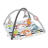 Fisher-Price HBP41 - Tierfreunde Kontrast-Spieldecke für Babys zum Spielen in der Bauchlage und für unterwegs, Babyspielzeug ab der Geburt