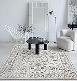 the carpet Mila - moderner Kurzflor Teppich, Wohnzimmer, Schlafzimmer, Eleganter Glanz, Glanzfaser, Hoch-Tief Effekt, Bordüre, Creme, 160 x 230 cm