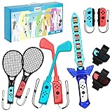 TiMOVO 9 In 1 Switch Sport Zubehörsets Kompatibel mit Nintendo Switch/Switch OLED,Switch Sport Spielzubehör mit Switch Golfschläger/Armbändern/Fußball Beingurt/Tennisschläger/Spielschwert für Chambara