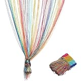 200 X 100cm Fadenvorhang Insektenschutz, Fadenvorhang, Fliegenvorhang, Fliegenvorhang Terrassentür, Mehrfarbig Fadenvorhang im Tautropfen Design, Raumteiler Fliegenschutz(Rainbow)