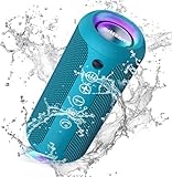 Ortizan Bluetooth Lautsprecher, Bleutooth Box mit LED-Licht, Tragbarer Mini Musikbox mit Freisprechfunktion, IPX7 Wasserschutz und 360° Surround Sound, Kabelloser Outdoor Lautsprecher mit AUX, TF