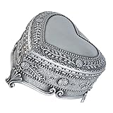 minkissy Retro Schmuckaufbewahrungsbox Herzform mit Olivenblatt Design Leicht und Kompakt für Ringe Ohrringe und für an Frauen und Mädchen