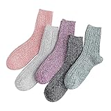5 Paar warme Wollsocken für Damen, dicke Strick-Thermo-Crew-Wintersocken, Strickstrümpfe mit Initialen, a, Einheitsgröße