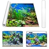 Gohytal Aquarium Poster, 200x40cm PVC Statisch Haftender Aquarium Hintergrund Brunnenkresse Generisch Aquarium Rückwandfolie Selbstklebende Folie Vinyl Hintergrund für Aquarium Rückwand Terrarium