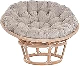 Krines Home Papasansessel XXL mit Kissen Relax Papasan Chair Natur Rattan Liegesessel (Ø120cm, Vintage Weiss)