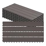 WOLTU WPC Terrassenfliesen Terrassendielen Holz-Optik 30x60cm, Fliese Bodenfliese Klickfliese mit klicksystem Bodenbelag Coffee (6 Stück / 1 m²)