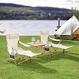 casa.pro Campingmöbelset Bellante 3-TLG. Campingset 2 Stühle und Tisch faltbares Picknickset aus Textilgewebe Klappstühle mit 2 Becherhaltern und Fußstütze Beige