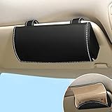 ontto Brillenhalter für Auto Sonnenblende Universal PU Leder Auto Sonnenbrille Brillenetui Brillenbox Aufbewahrungsbox Organizer mit Magnetischem Funktion Interieur Zubehör für Auto SUV RV LKW-Schwarz
