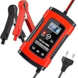 AYBE Batterieladegerät KFZ 5A/12V Ladegeräte Autobatterie, Motorradbatterie Ladegeräte mit LCD-Bildschirm Batterieladegerät für Auto,Motorrad, LKW, PKW,Wohnwagen,Roller, Wohnmobil und Boot