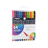 KARELLS Dual Brush Pen Set, Doppelfasermaler filzstifte, Brush Markers mit Fasermaler und Fineliner, flexible Spitze aus Nylonfaser, Filzstifte in 24 Pastellfarben, filzstifte Set 24 Farben,