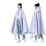 Generisch Damen Fahrrad Regenponcho, Regenmantel mit Kapuze Reißverschluss– Wasserdicht mit Hohem Kragen, Verstellbarer Kapuze & Transparenter Front – 300D Oxford Stoff für E-Bike & Outdoor