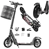 GHBXJX Roller kinder 6 jahre,cityroller,Robustes Handgriffband mit Handbremse,Extrabreite Trittbretter,Tretroller mit Ständer,Höhenjustierbarer & zusammenklappbarer Cityroller,für bis zu 150kg,Schwarz