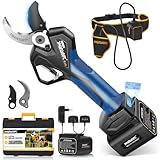 SWANSOFT PRU40 Akku Astschere, 40mm 21V 1050W 4Ahx2 Gartenschere Leistungsstarke Elektrische Elektrogartenscheren Für Präzisen Baumschnitt, Rosenschnitt und Weinreben（Tiefblau ）