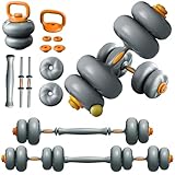Fitarc Weiche, verstellbare Hanteln, 40 kg, bodenfreundlich, 4-in-1-Gewichte-Set mit Langhantel- und Kugelhantel-Funktion, kompakte Kraftausrüstung für Zuhause, Fitnessstudio, Wohnung, kleines
