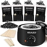 Waxing Set, Wachswärmer Wachs Haarentfernung mit 400g Schwarz Wacshbohnen (100g/Beutel) und 20 Holzspateln Schmerzloses Hartwachsbohnen Wax Maschine, Wachsset für Ganzkörper Waxing