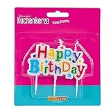 Decocino Kuchenkerze „Happy Birthday“ Höhe circa 7 cm Back-Deko Torten-Deko Geburtstags-Deko