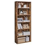 VASAGLE Bücherregal 6 Ebenen, Standregal, Aufbewahrungsregal, verstellbare Einlegeböden, für Wohnzimmer, Homeoffice, Schlafzimmer, vintagebraun LBC166X01
