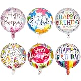 Folienballon Geburtstag,6 PCS Happy Birthday Luftballon,Luftballons Geburtstag,Helium Ballons Geburtstagsballon-Dekorationen für Kindergeburtstage,Happy birthday Deko Ballons