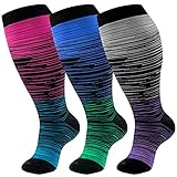 cerpite Kompressionsstrümpfe in Übergröße, breite Wade für Damen und Herren, 20–30 mmHg, extra breite Waden-Kniestrümpfe für Krankenschwestern, 02-line style plus, XXXXL