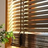 Anpassbare Holzjalousie Fenster – 50mm Lamellen Rollo Massivholz mit Blickschutz, inkl. Montageset (Breite 10-180cm) für Schlafen/Küche/Wohnzimmer Jalousie Holz