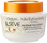 L'Oréal Paris Elseve Extraordinary Coco Oil Maske mit extrafeiner Kokosnussöl, sehr leicht, für normales bis trockenes Haar, 1 Einheit