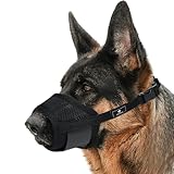 AMATHINGS Maulkorb Hund Größe: M, Schwarz, Nylon, Verstellbar, Atmungsaktiv, Beißschutz, Kauen & Bellen verhindert, Trinken möglich