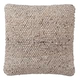 URBANARA Jindas Deko Kissenhülle 50x50 cm I 90% Wolle & 10% Baumwolle handgewebtes Zierkissen ohne Füllung Sofakissen Kissenbezug Couchkissen - Sandstein-Melange & Cognac