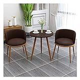 Büro-Trefftische, Esstisch-Set, rund, Esszimmer, Küchentisch, Wohnzimmer, Balkon, Couchtisch, 60 cm, einfacher Glastisch, Retro-Stil, Metallbeine, Zuhause (Farbe: Dunkelbraun)