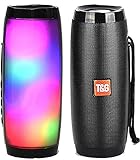 Ellenne Bluetooth-Lautsprecher mit LED-Licht, RGB, wiederaufladbar, 10 W, Lautsprecher, WLAN, Radio (schwarz)