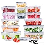 TIDEVAN Frischhaltedosen mit Deckel,14 Stück Küche Meal Prep Boxen Frischhaltedosen mit Deckel für Lebensmittel,Spülmaschinen Mikrowellen und Gefrierschrankgeeignet,Auslaufsicher Luftdicht BPA-frei