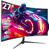 Gawfolk Curved Monitor 27 Zoll 100Hz, PC Bildschirm mit Lautsprecher 1080P, 1800R 75Hz Computerbildschirm mit Eye Care Technologie HDMI DP, unterstützt VESA