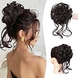 Sofeiyan Haarteil mit Gummiband Gelockt Dutt Haarteil Mit Haaren Hochsteckfrisuren Synthetisch Messy Bun Haar Tousled Updo Haarteile für Frauen Mädchen, Dunkelbraun