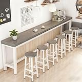NOBBAT Küchen-Frühstücksbar, Stehtisch, Frühstücksbartisch, Pub-Kaffeetisch Mit Metallrahmen, Kann 300kg Tragen, Verstellbare Fußpolster(Gray Oaks-2,160x40x105cm)