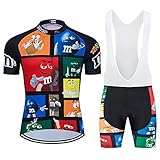 Herren Radtrikot Set, Atmungsaktiv Quick-Dry Kurzarm Radsport-Shirt +20D Gel Shorts