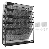 Sangeponiang Wall File Organizer, für Metall -Dokumentorganisator, 5 Taschen Wandmontierhalter, Platzspardesign, für Datei, Notebook, Büroversorgung
