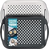 volila rutschfest Tablett Serviertablett (2 STK. 41 x 29 x 4,5 cm) - Service Tray mit Henkel - Serviertablett Groß - Tablett Kunststoff Schwarz & Weiß - Ideal als Kaffeetablett, Essenstablett usw.