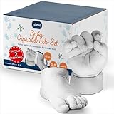 Niimo® 3D Gipsabdruck Baby Hand und Fuß - Detailgetreues & ungiftiges Fußabdruck & Handabdruck Set, Baby Geschenk, Neugeborenen Geschenk zur Geburt (0-9 Monate)