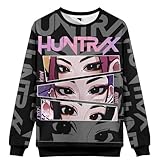Generisch K Pop D-Demon H-Hunters Hoodies Mädchen Demon H-Huntrix Hoodie Kapuzenpullover Vintage Y2k Pullover Huntr/X Hip Hop Streetwear Cosplay Kostüm Langarm Sweatshirt Oberteile Anime-Druck
