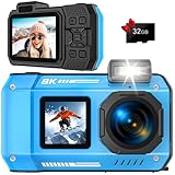 Digitalkamera, YISENCE 8K Robust Wasserdicht Staubdicht Stoßfest Digitalkamera mit 32GB Karte 70MP Autofocus Selfie mit zwei Bildschirmen 33FT Unterwasserkamera für Schnorcheln Digitale Kompaktkameras