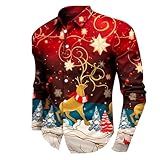 Hemd Weihnachts Herren Langarm Lustig Weihnachtshemd Herren Christmas Aufdruck, Slim Fit Weihnachtshemden Ugly Hemdjacke Funky Schneeflocken Freizeithemd Mode Dehnbaren Partyhemd Mit Knöpfe