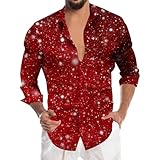 Beokeuioe Sommer Strandhemd 3D Druck Pailletten Hemden Herren Langarm Hippie Hemd Regular fit Langarmhemd Business Hemd T-Shirt Festliche Party Bühne Clubwear Disco Karneval Kostüme