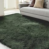 bechoanigel Flauschig Hochflor Teppich, Anti-Rutsch Waschbarer Teppich,Moderner Weicher Teppichs Wohnzimmer, Geeignet für Wohnzimmer, Schlafzimmer, Kinderzimmer (Dunkelgrün, 80 x 120 cm)