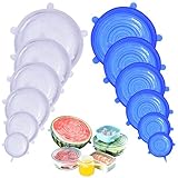 DigHealth Deckel aus Silikon, ausziehbar, BPA-frei, Universaldeckel in 6 verschiedenen Größen, für Mikrowelle, Backofen, Kühlschrank, Geschirrspüler, 12 Stück (12)