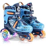 SULIFEEL Verstellbare Rollschuhe für Kinder für Mädchen und Jungen, Spaß beleuchtende Licht Blitz Räder DREI-Punkt-Typ Balance geeignet für Anfänger Indoor Rollschuhlaufen