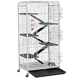 Yaheetech Nagervoliere Käfig für Erwachsene Ratten Kaninchen Frettchen Chinchillas 64 x 43,7 x 131,2 cm Weiß